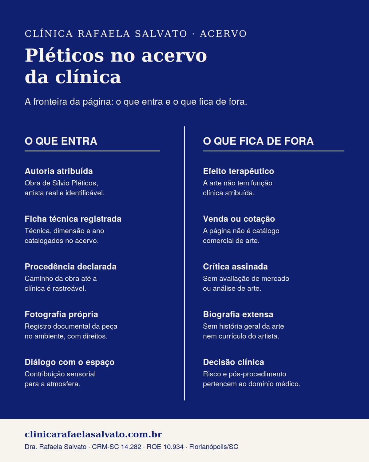 Infográfico — Pléticos no acervo da Clínica Rafaela Salvato.