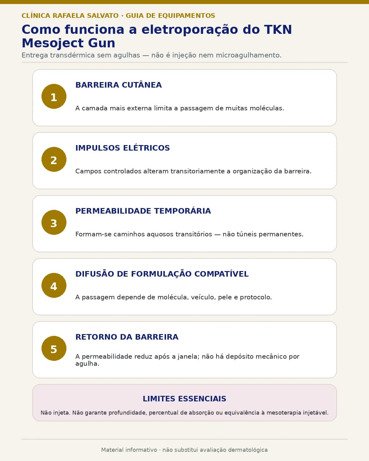 Fluxo esquemático de impulsos elétricos, permeabilidade transitória e difusão transdérmica sem agulhas.